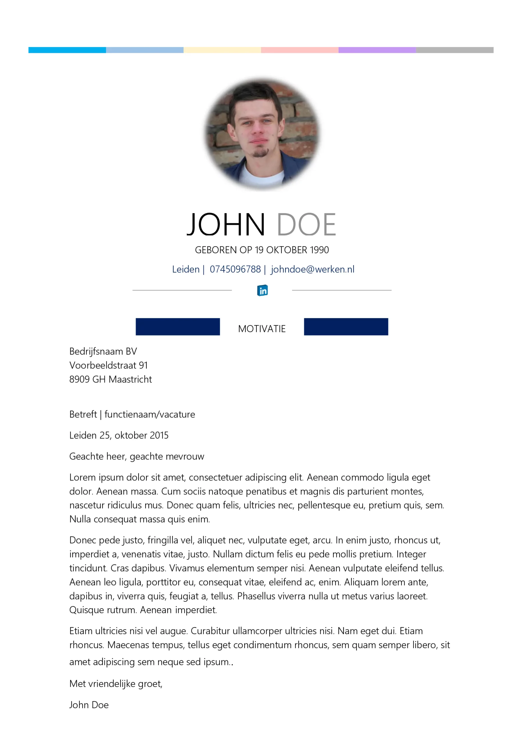 Nonius cv template en motivatiebrief